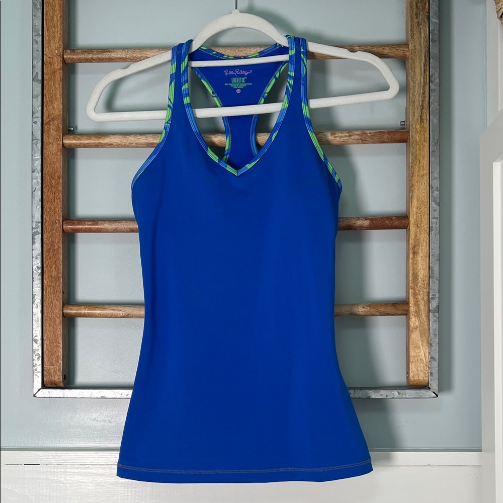 Lilly Pulitzer Royal Blue Racerback Tank with Green Trim